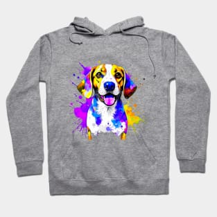 Colorful Beagle Splatter Art - A Tail-Wagging Delight Hoodie